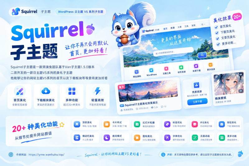 Squirrel子主题V1.6.45新版本预告文章-玄墨染